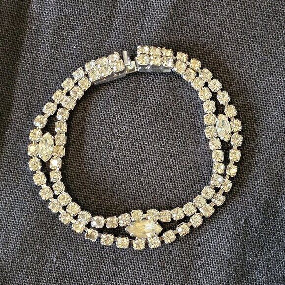 Vintage Kramer New York Choker Necklace Bracelet Set Clear‎ Rhinestones Sparkle - Picture 8 of 15